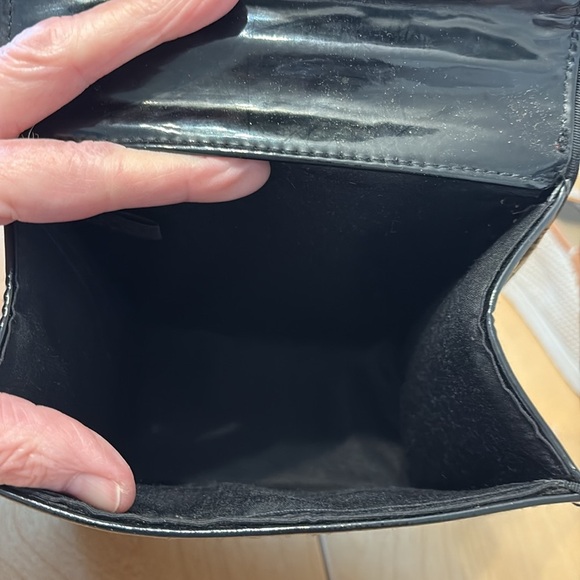 Vintage Esprit Black Patent Leather Small Bag w/top handle + detachable strap - Picture 6 of 7